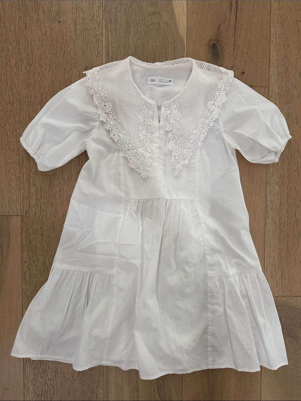 Zara White Lace-Collar Girls Nightgown